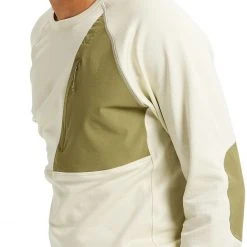 Burton Multipath Grid Col ras du cou Homme, blanc/olive -Elen Sport Boutique burton multipath grid crewneck men silver green 3