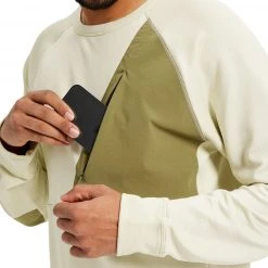 Burton Multipath Grid Col ras du cou Homme, blanc/olive -Elen Sport Boutique burton multipath grid crewneck men silver green 5