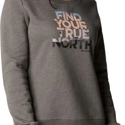 Columbia Hart Mountain II Graphic Pull Col Ras-Du-Cou Femme, gris -Elen Sport Boutique columbia hart mountain ii graphic crew pullover women charcoal heather true north 3