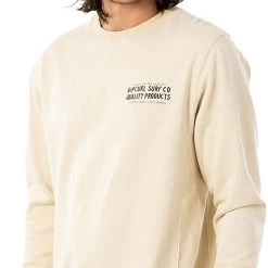 Rip Curl Garage Sweat Col Ras-Du-Cou Homme, beige -Elen Sport Boutique rip curl garage crew sweater men bone 3