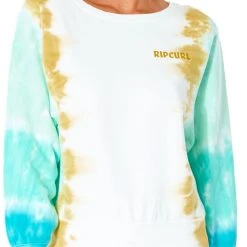 Rip Curl Sun Drenched Sweat Col Ras-Du-Cou Femme, blanc/turquoise