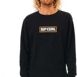 Rip Curl Surf Revival Sweat Col Ras-Du-Cou Homme, noir