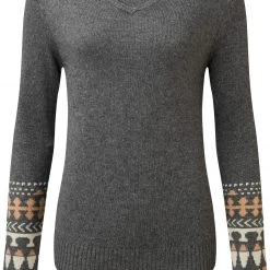 Sherpa Maya V-Neck Sweater Women, gris